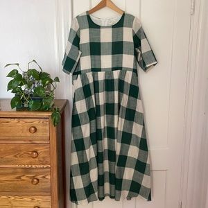 ROOLEE MOM Green Buffalo Plaid Nursing Dress L